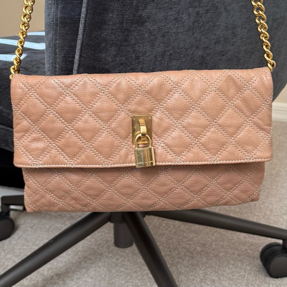 Marc Jacobs Quilted Leather Eugenie Clutch Purse Chain Designer Shoulder Bag